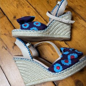 Kate Spade sz 7 1/2 Floral Espadrille Wedge Sandals -